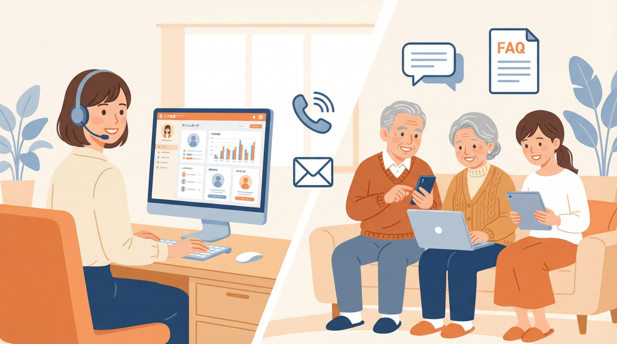 介護記録アプリのサポート体制のイメージ