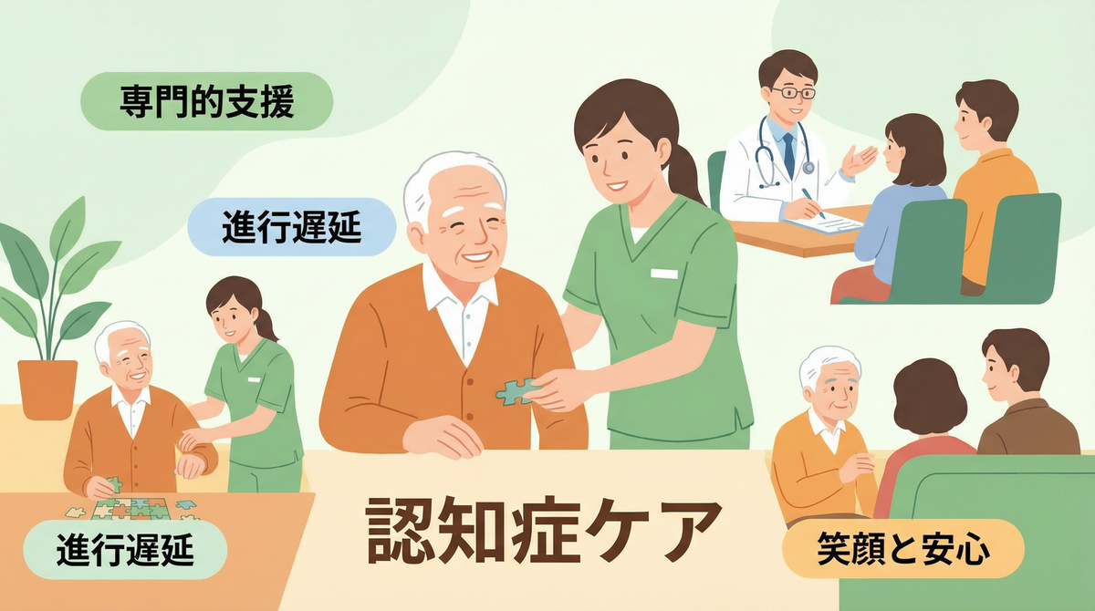 認知症の進行を遅らせるために医療と介護の専門的支援を受ける高齢者