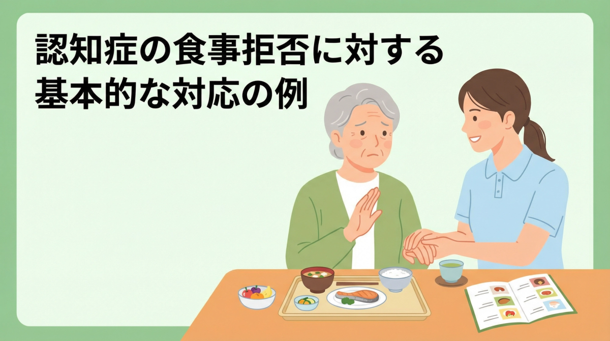 認知症 食事 拒否に対して優しく対応する介護者の様子