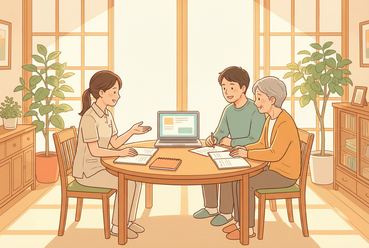 介護ヘルパー選びのよくある失敗と対策を表すイラスト