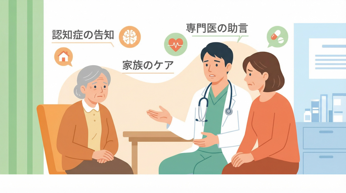 認知症 告知 家族に医師が説明する場面の写真