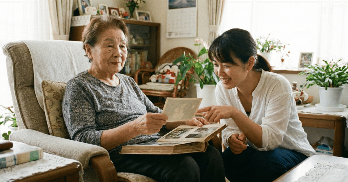 介護の休息とレスパイトについて説明する介護者のイメージ