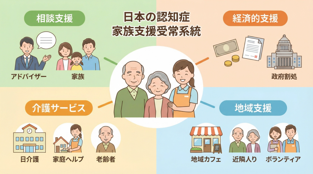 認知症 家族 支援 制度の主な種類を示す図表