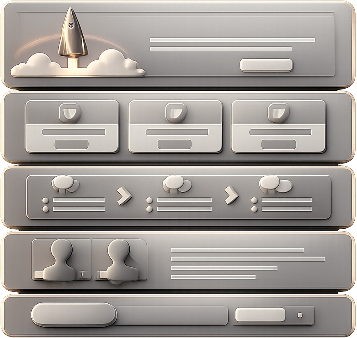 Conceptual mockup of a B2B service page organized into conversion blocks