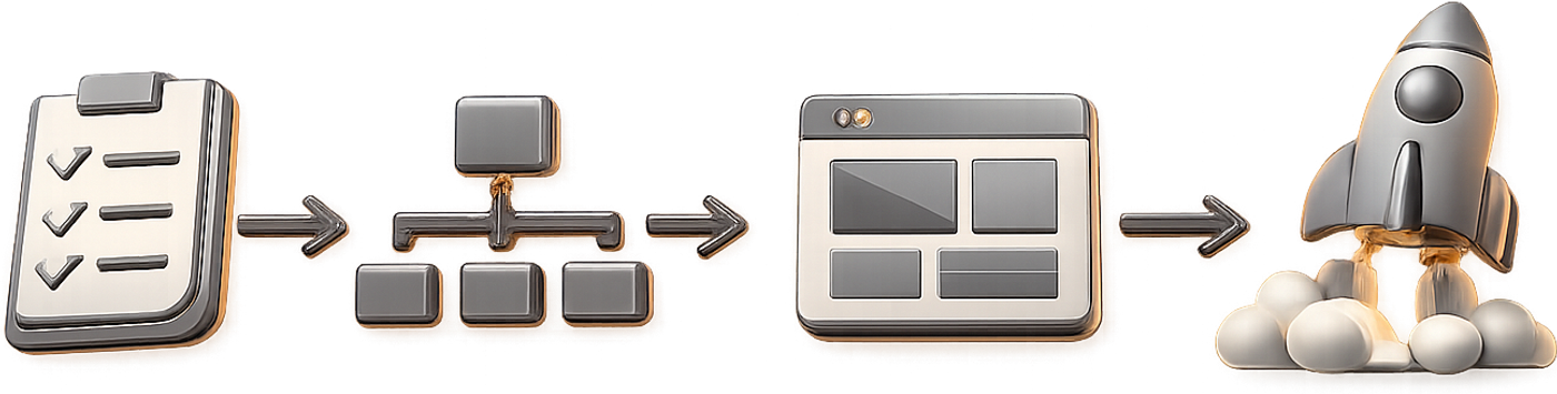 Diagram of scoping phases and deliverables for a web redesign