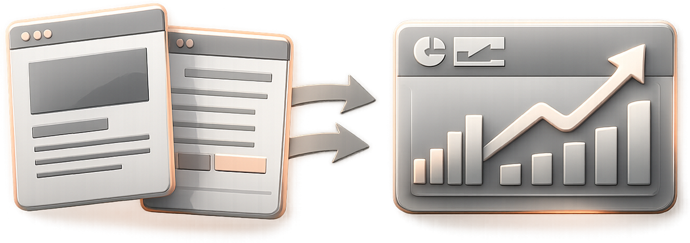 Illustration of an A/B test and conversion results tracking