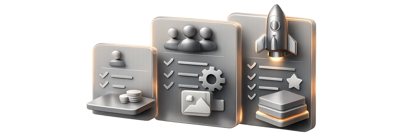Illustration éditoriale d’un budget Webflow avec plusieurs blocs de coûts