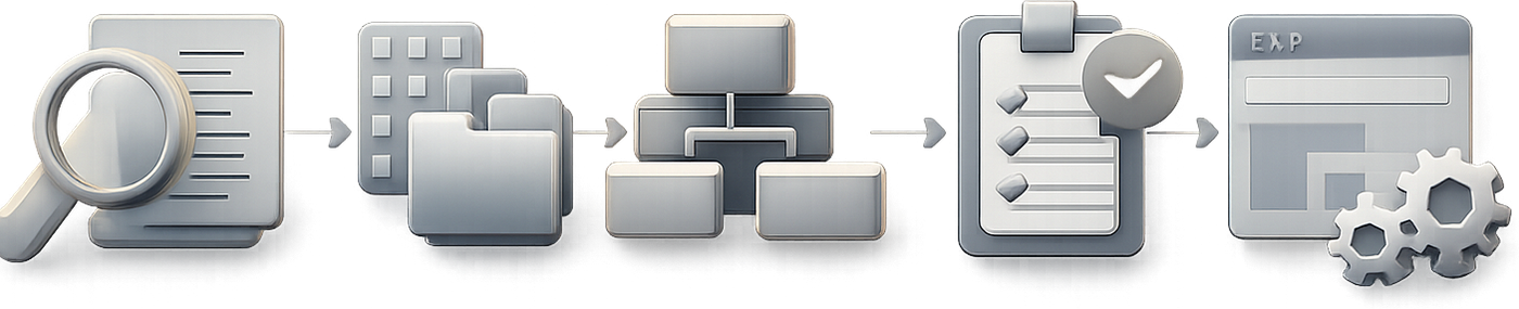 Diagram of the steps to build a site structure