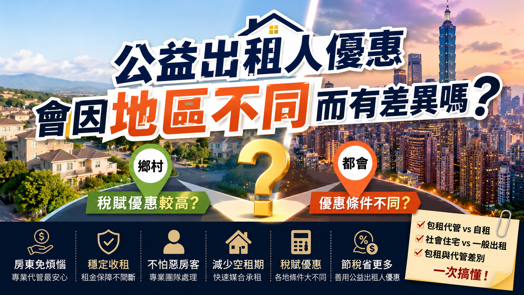 公益出租人優惠會因地區不同而有差異嗎？