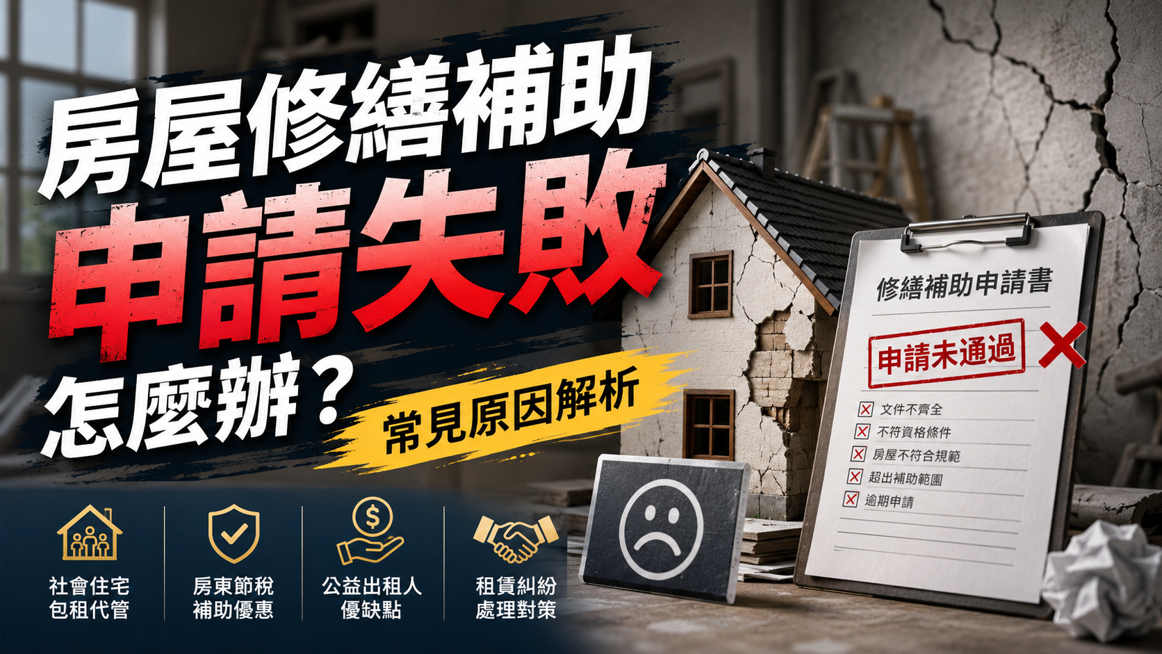 房屋修繕補助申請失敗怎麼辦？常見原因解析