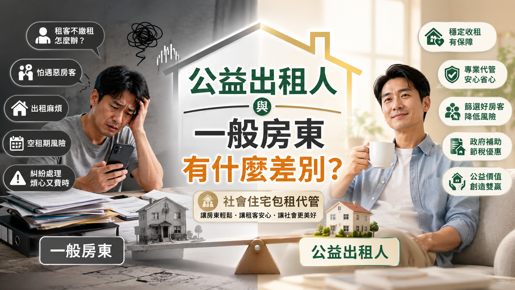 公益出租人與一般房東有什麼差別？