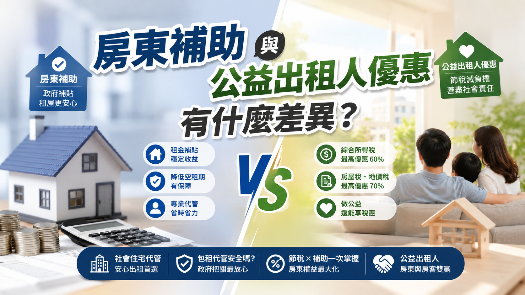 房東補助與公益出租人優惠有什麼差異？