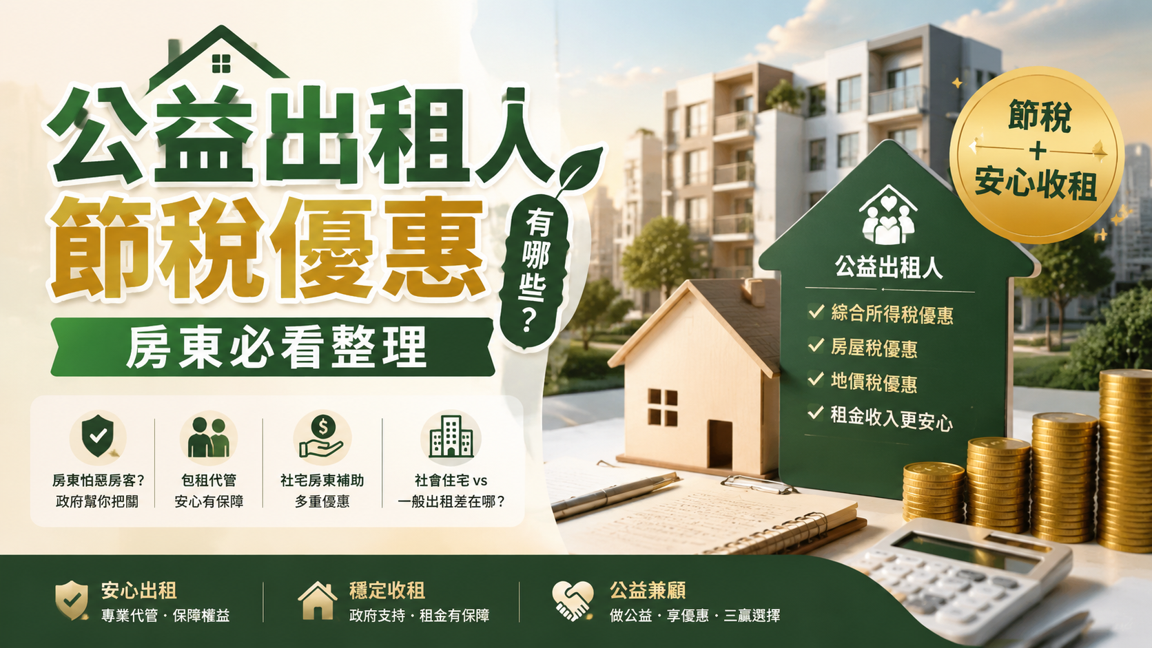 公益出租人節稅優惠有哪些？房東必看整理