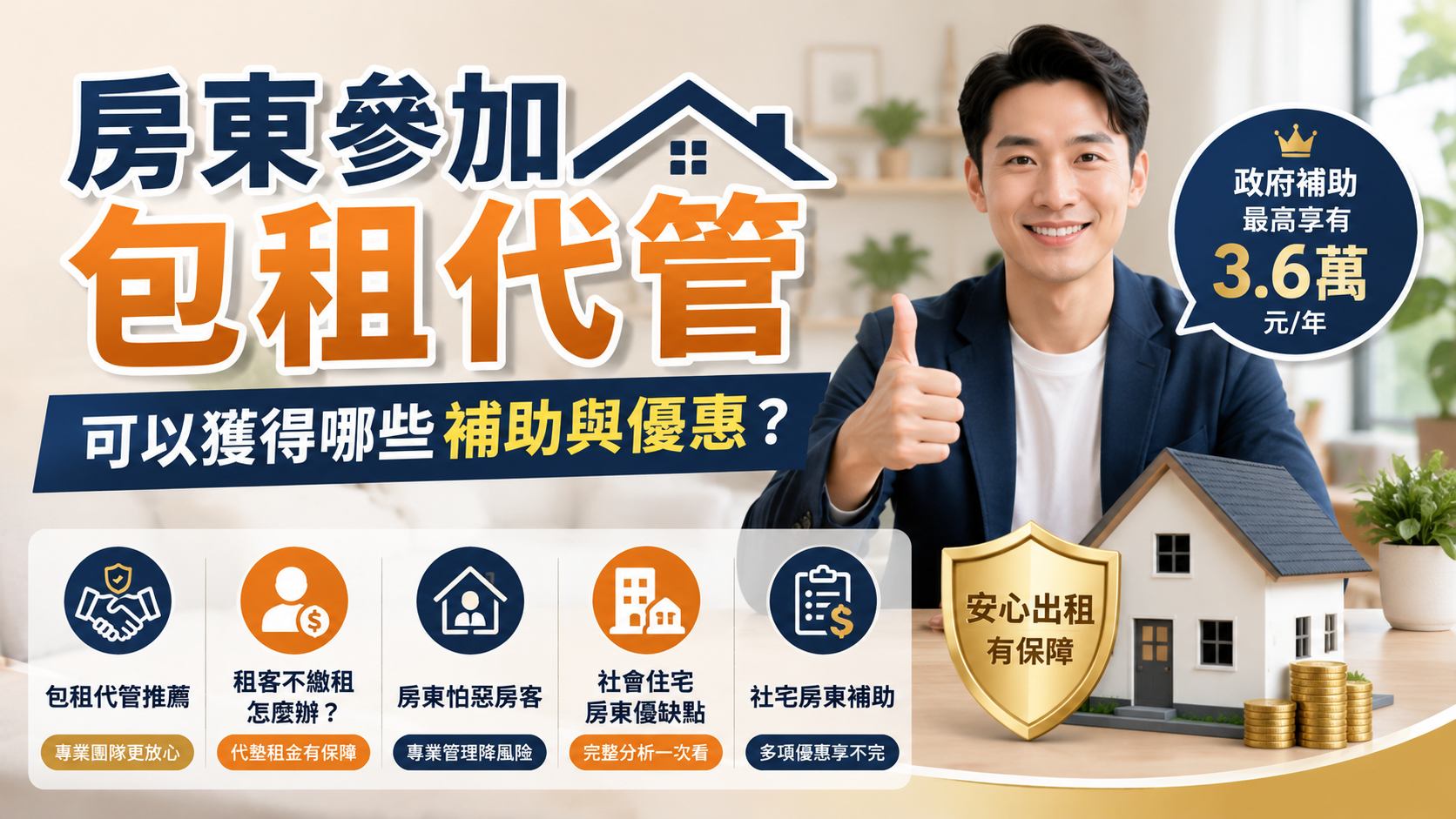 房東參加包租代管可以獲得哪些補助與優惠？