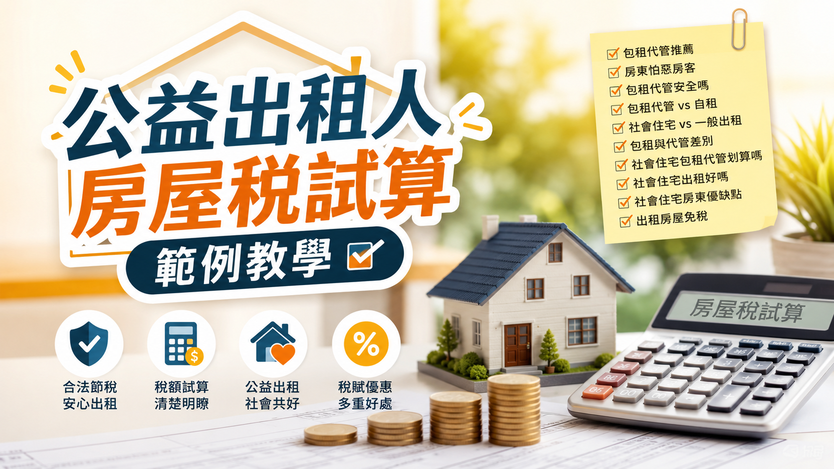 公益出租人房屋稅試算範例教學