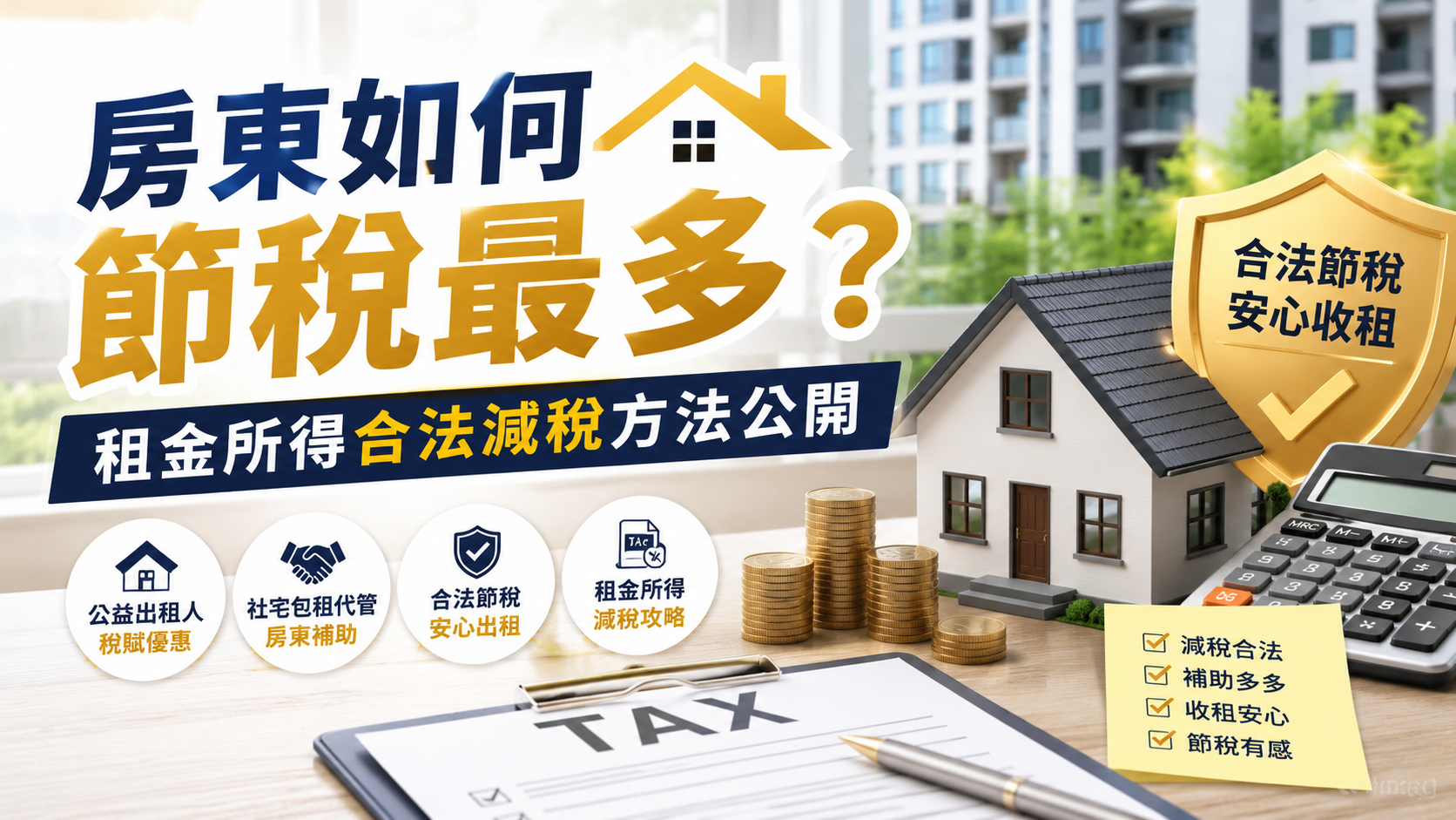 房東如何節稅最多？租金所得合法減稅方法公開