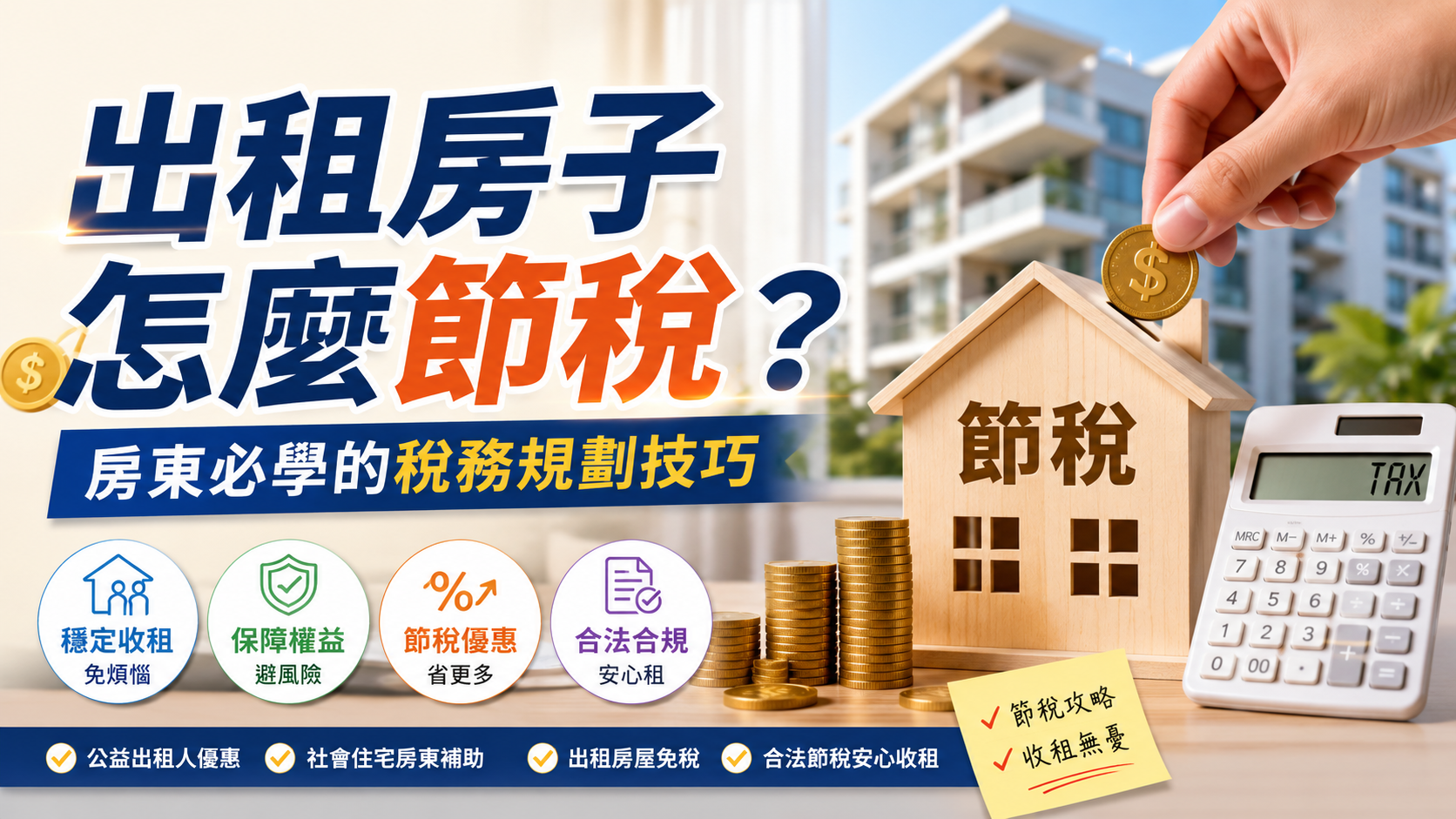 出租房子怎麼節稅？房東必學的稅務規劃技巧