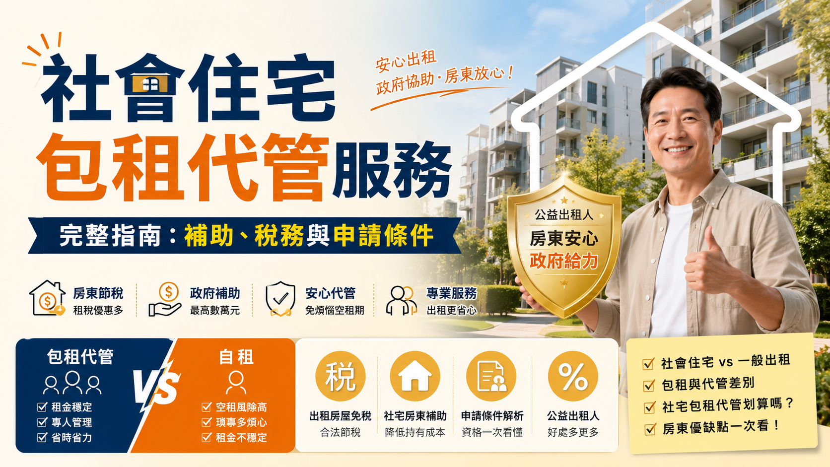社會住宅包租代管服務完整指南：補助、稅務與申請條件