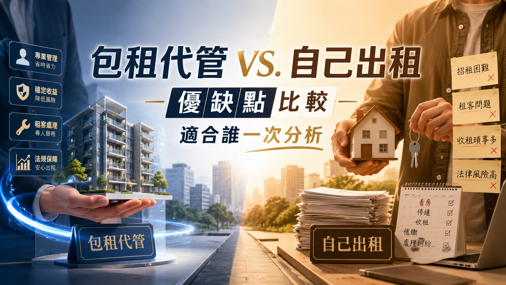 包租代管跟自己出租的優缺點比較，適合誰一次分析