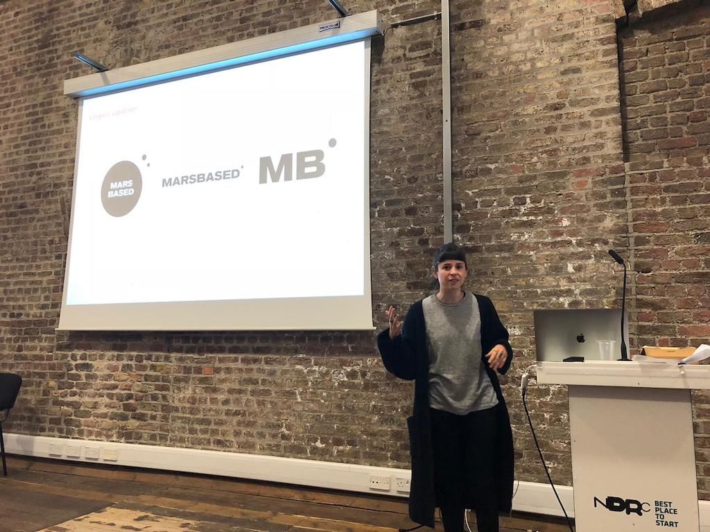 Our Officeless Manager, Bego, presenting the new corporate identity
