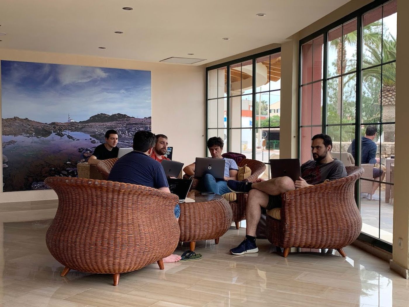 MarsBased team working in the hotel