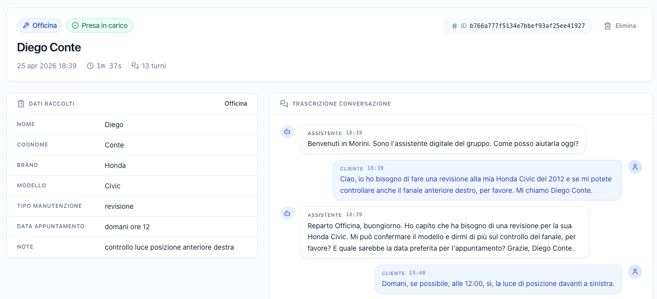 Agente Vocale AI Officina Multiservice