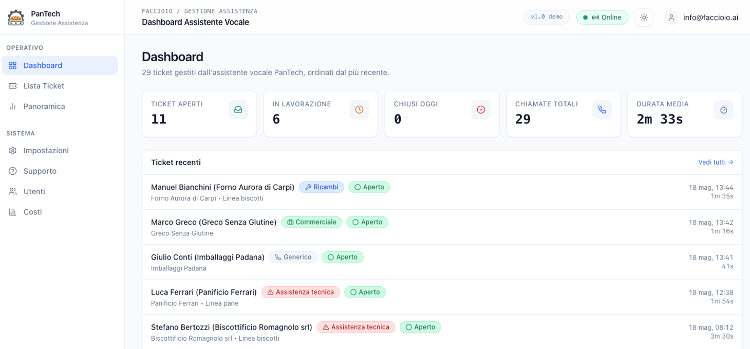 Agente AI Customer Care Industriale