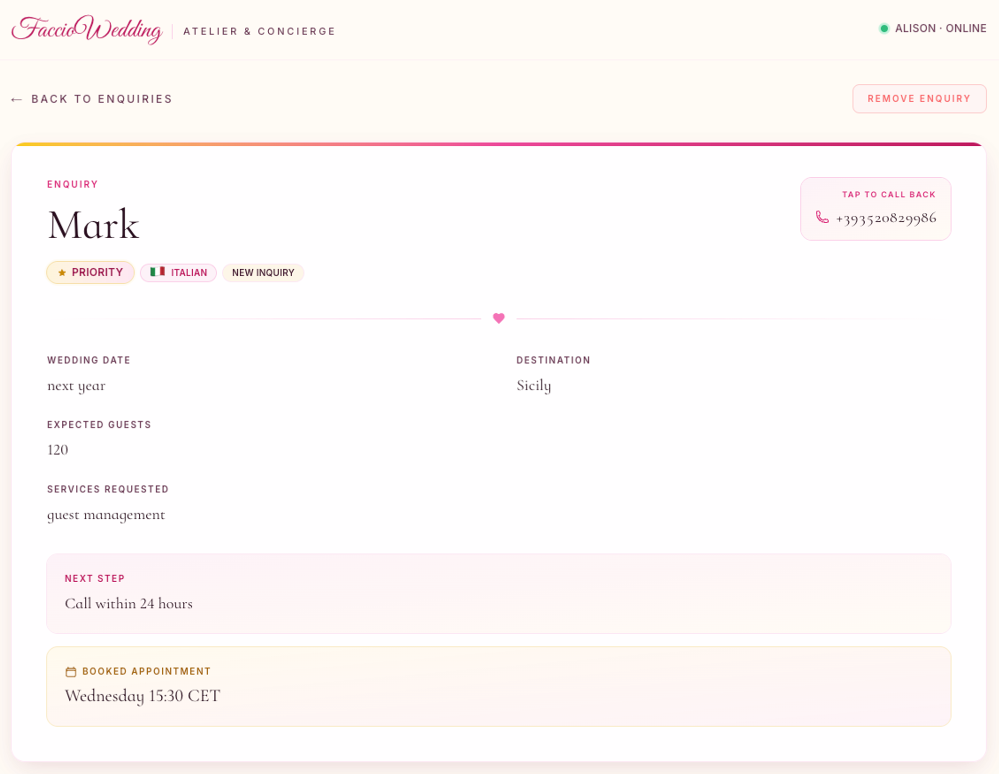 Agente Vocale AI Wedding Planner