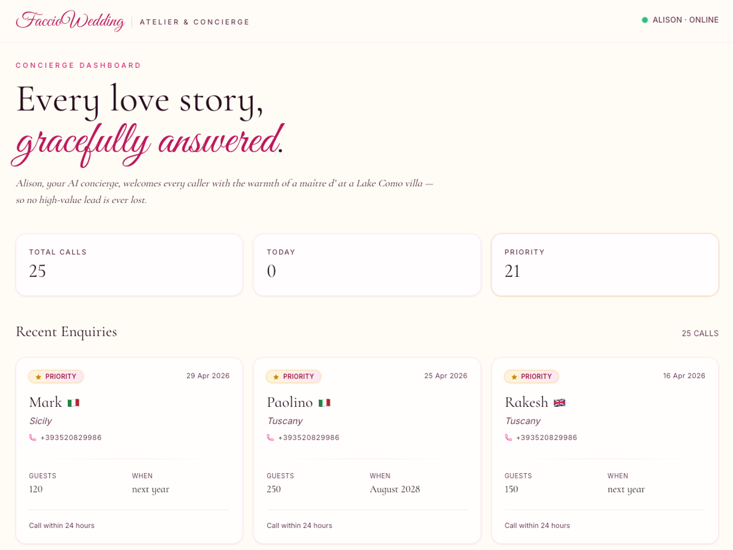 Agente Vocale AI Wedding Planner