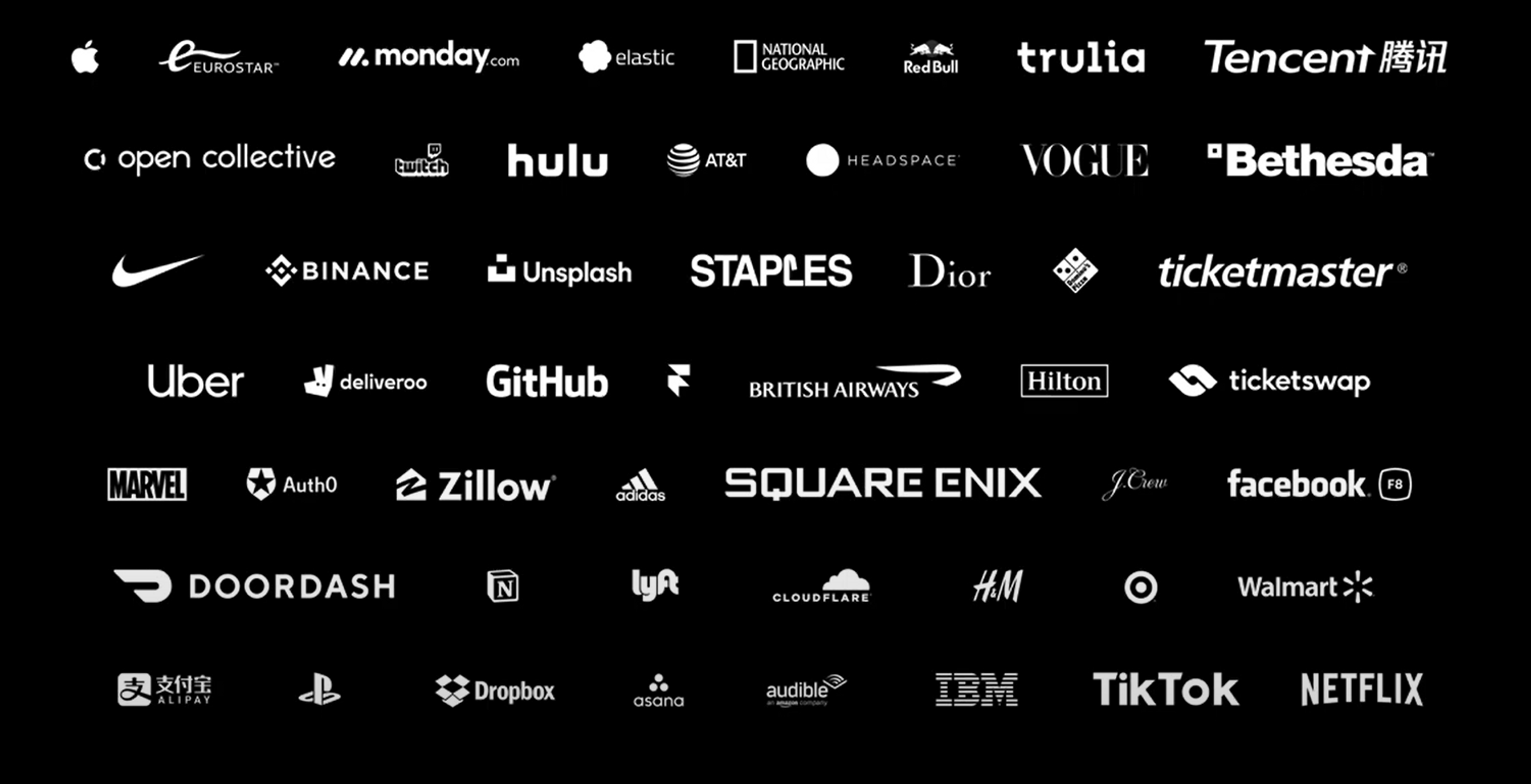 Logoer til selskap som bruker Next.js. Blant annet Nike og Netflix