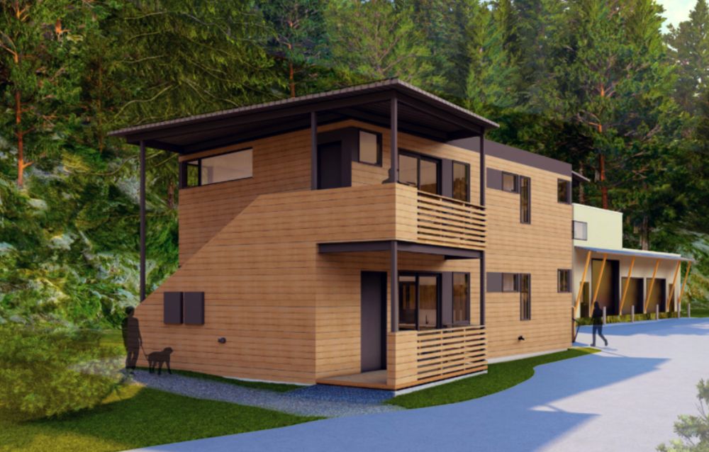 Drawing of two brand-new one-bedroom units on the campus of Aspen Country Day School