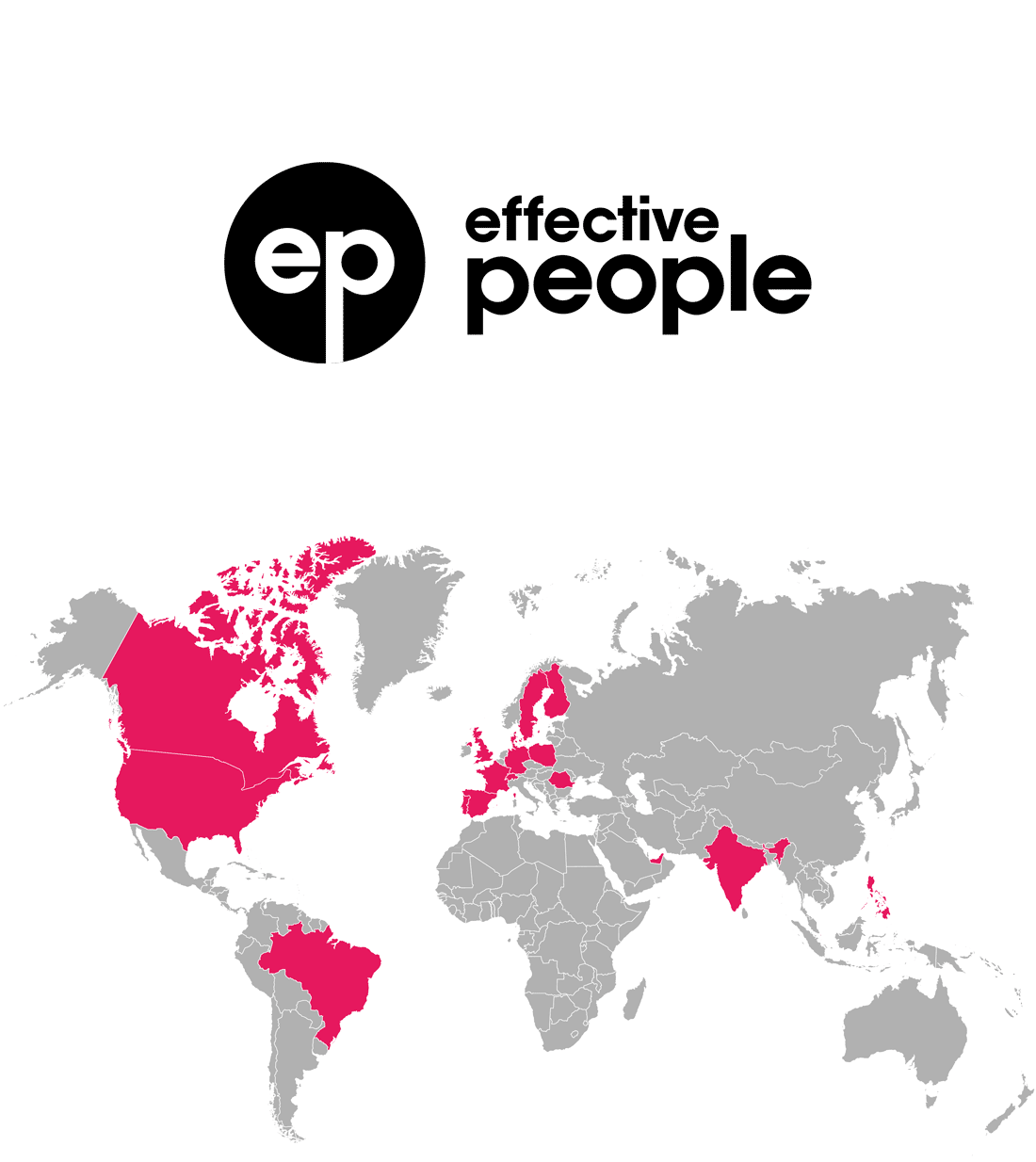 map of the world with Effective People locations highlighted