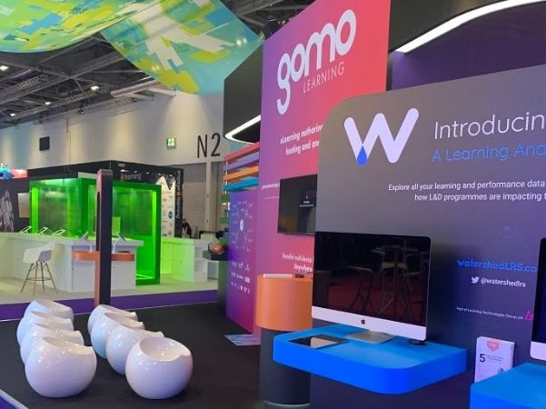 Before the crowds, the Gomo demo area at Learning Technologies 2019