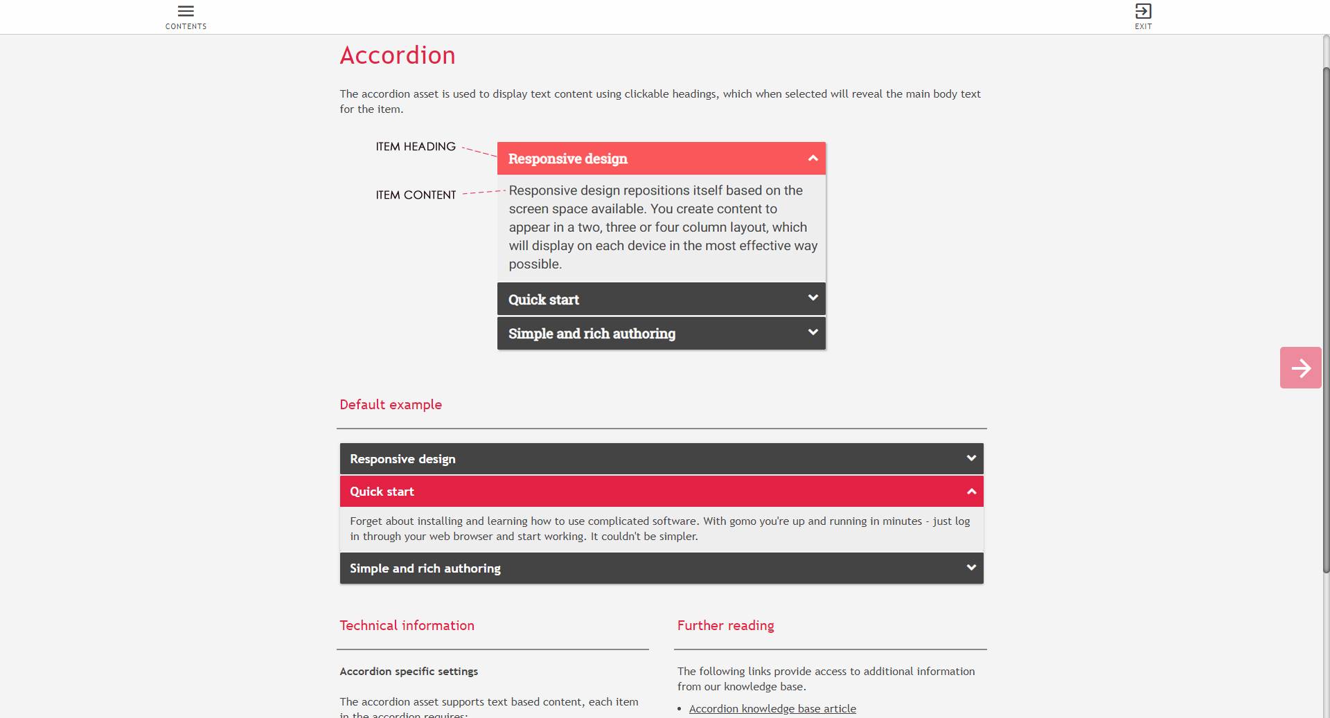 Example of Gomo learning accordion asset