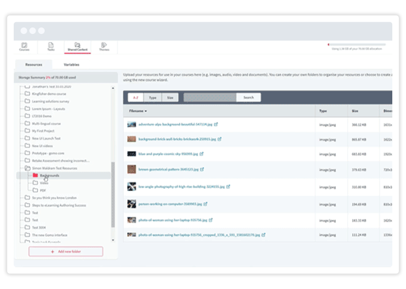 Introduction to shared resources in Gomo screenshot