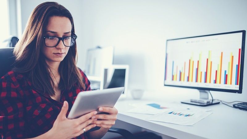 Businesswoman using tablet