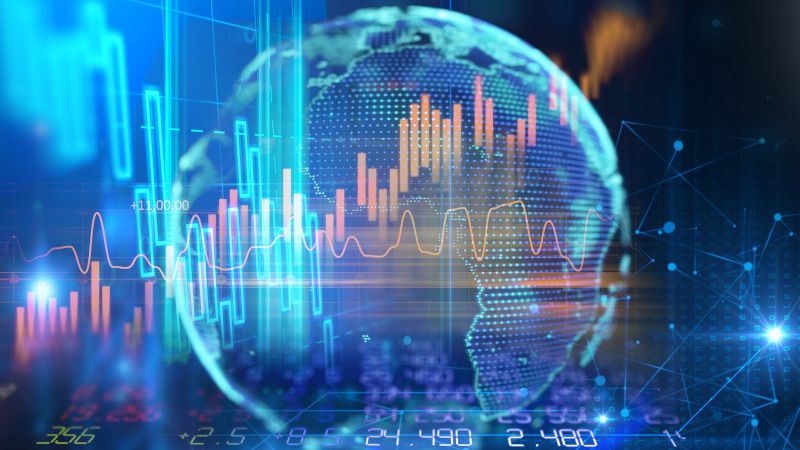 A photo of a globe graphic with data flowing over it showing cloud-based eLearning hosting