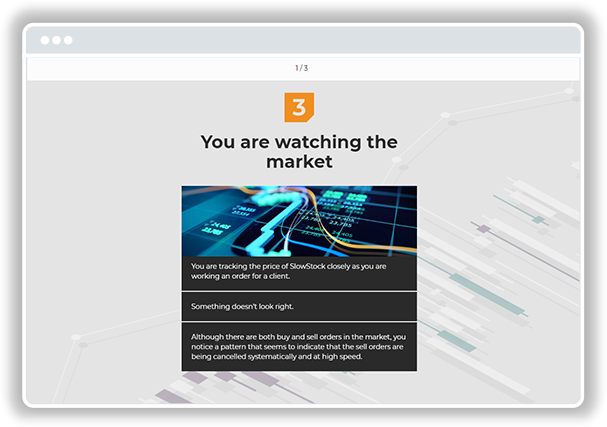 Example of scenario introduction in LEO GRC eLearning course authored in Gomo