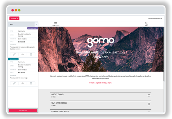 Gomo 2020 UI Refresh - course preview