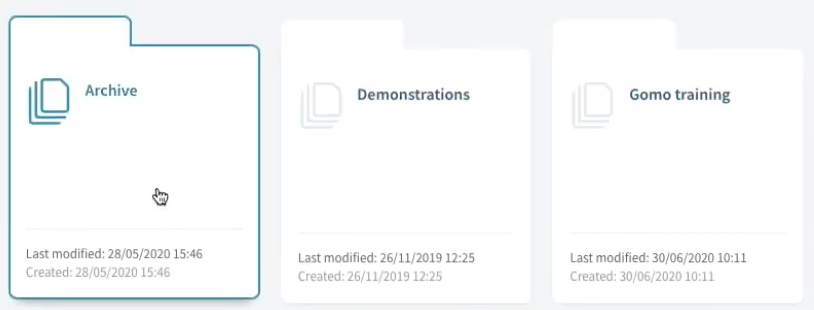 Gomo UI screenshot of course folders set up