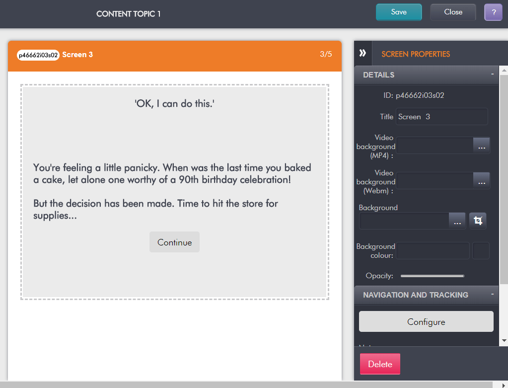 step two in how to create a branching scenario