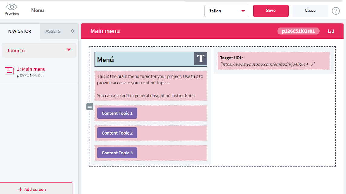 Gomo main editor showing course in process of translation