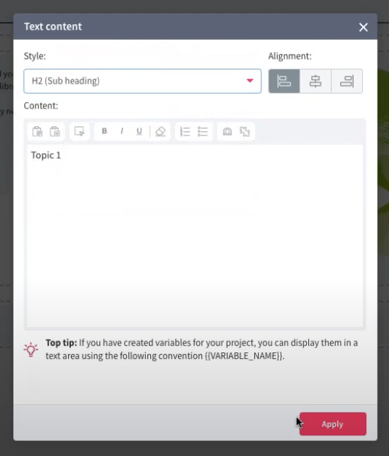 Gomo UI screenshot of modal dialog example