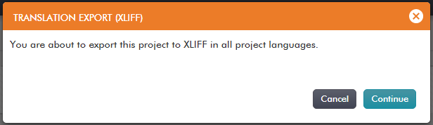 XLIFF translation export dialog