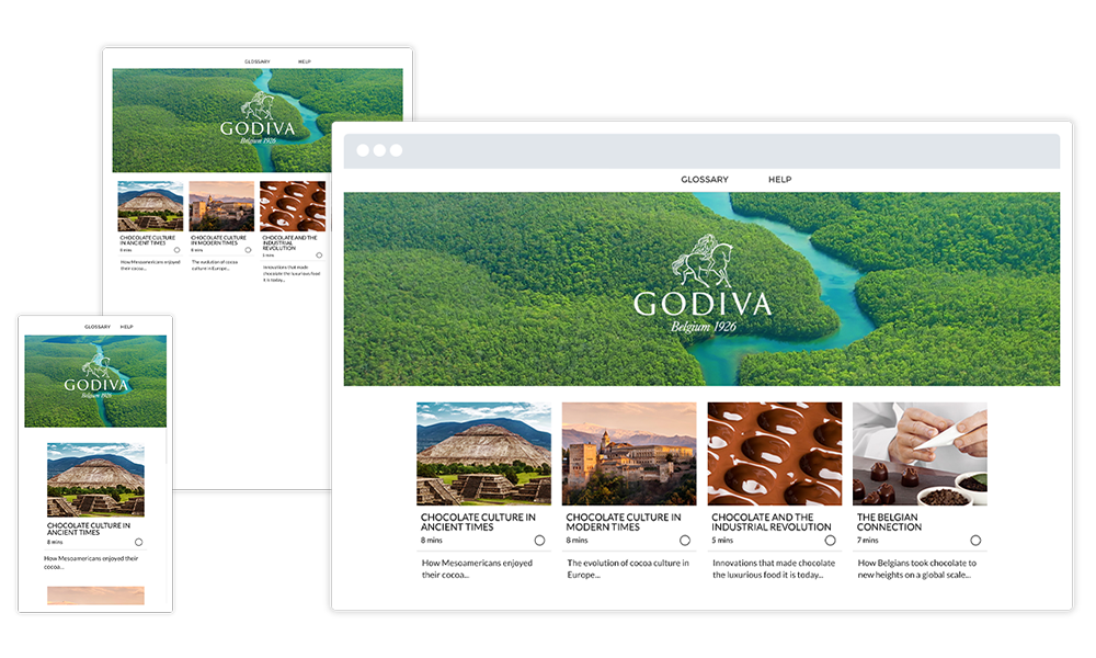 Image of Godiva course on mobile, tablet and desktop