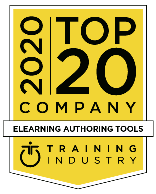 Training Industry 2020 Top 20 Company in eLearning authoring tools badge for Gomo