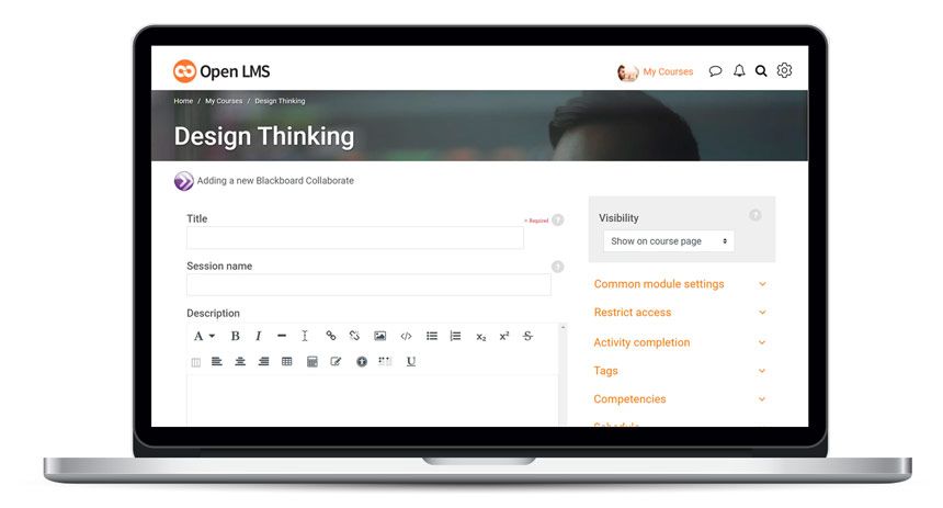 Open LMS design thinking user interface