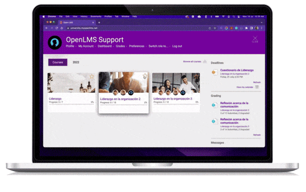 Animated example of the Open LMS UI