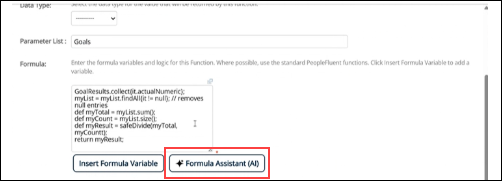 AI formula assistant in PeopleFluent Talent Management