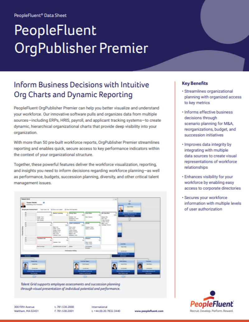 PeopleFluent OrgPublisher Product Sheet | Learning solutions | Talent ...